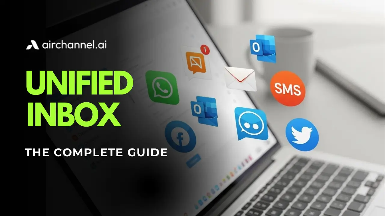 Unified inbox dashboard showing WhatsApp, email, SMS, and social media messages in one place